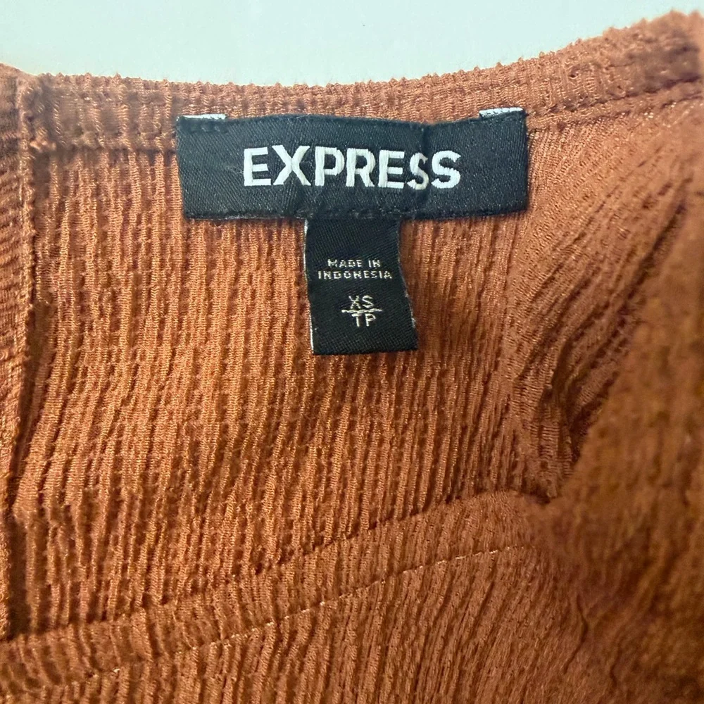 Express Brown Ruffle Top - Picture 2 of 4
